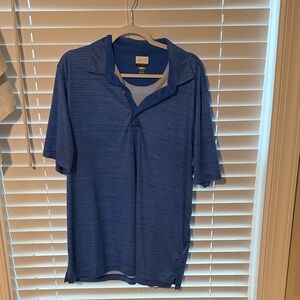 Men's Greg Norman Blue Striped Golf Polo Shirt